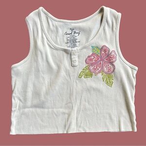 Vintage Tropical Cropped Cotton Tank Top